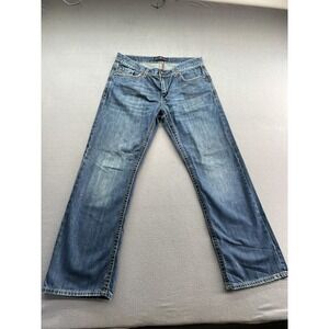 Seven7 Jeans Mens 36x34 Straight Leg Embroidered Back Pocket Medium Wash Denim